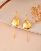 Jewels Nest Gold-Tone Abstract Leaf Linear Drop Earrings For Women | Minimal Modern Jewellery | Grocsy