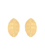 Jewels Nest Gold-Tone Textured Leaf Stud Earrings For Women | Minimal Modern Jewellery | Grocsy