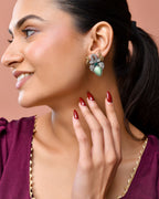 Jewels Nest Oxidised Silver Peacock Stud Earrings With Green Stone For Women | Grocsy