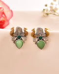 Jewels Nest Oxidised Silver Peacock Stud Earrings With Green Stone For Women | Grocsy