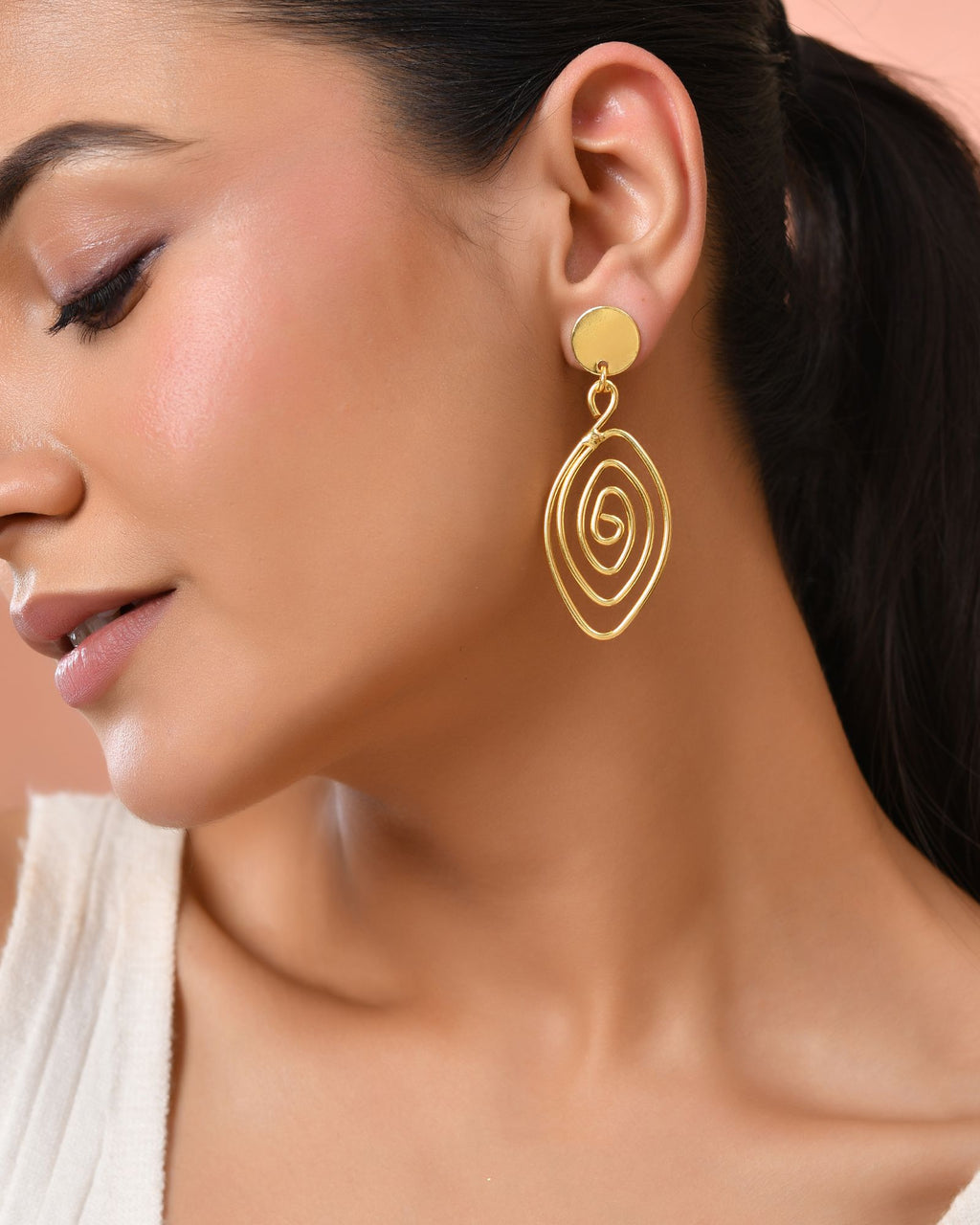 Jewels Nest Gold-Tone Spiral Drop Earrings For Women | Grocsy
