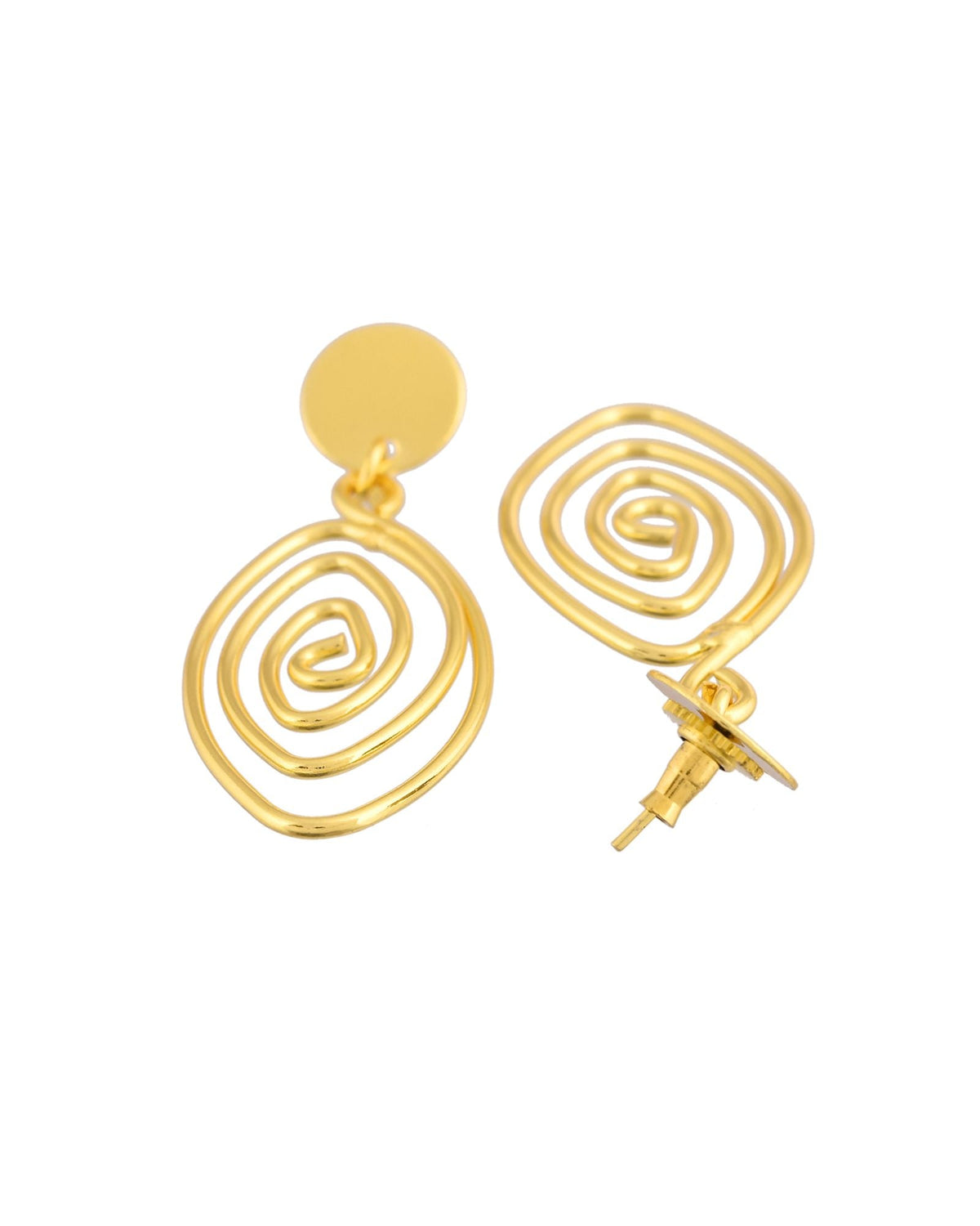 Jewels Nest Gold-Tone Spiral Drop Earrings For Women | Grocsy