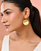 Jewels Nest Gold-Tone Textured Disc Drop Earrings For Women | Grocsy