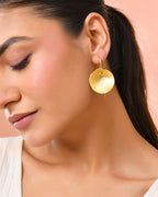 Jewels Nest Gold-Tone Textured Disc Drop Earrings For Women | Grocsy