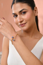 Jewels Nest Gold-Tone Evil Eye Adjustable Open Kada Bracelet For Women | Grocsy