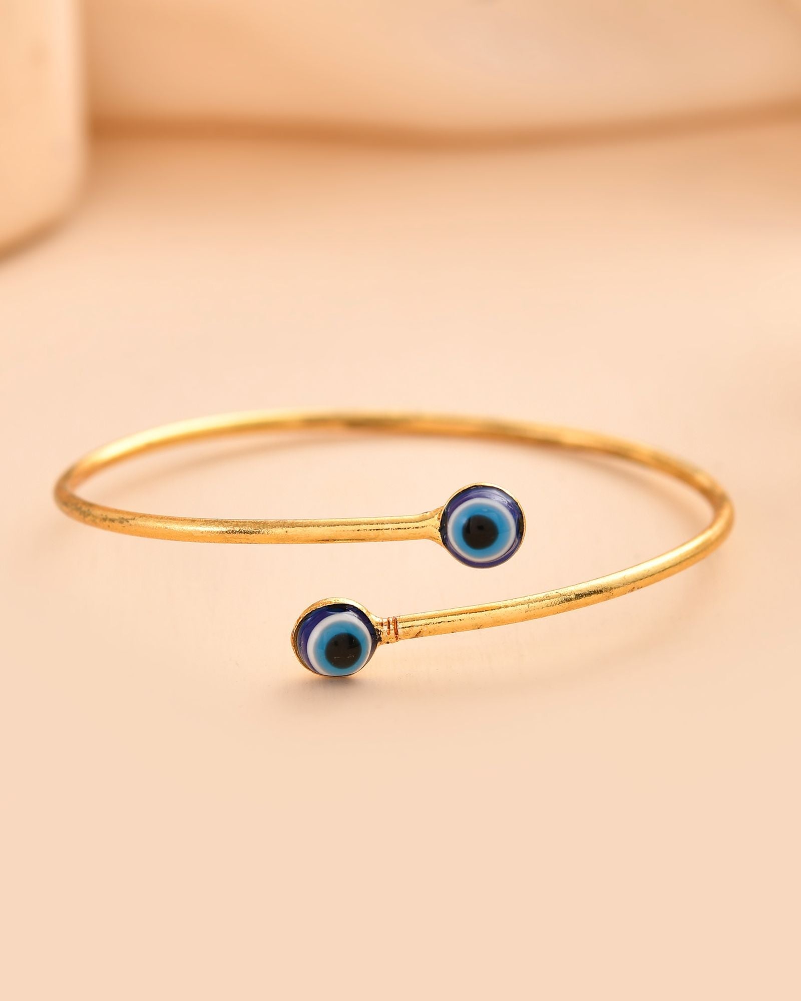 Jewels Nest Gold-Tone Evil Eye Adjustable Open Kada Bracelet For Women | Grocsy