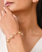 Jewels Nest Gold-Tone Pearl Charm Adjustable Kada Bracelet For Women | Grocsy