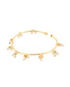 Jewels Nest Gold-Tone Pearl Charm Adjustable Kada Bracelet For Women | Grocsy