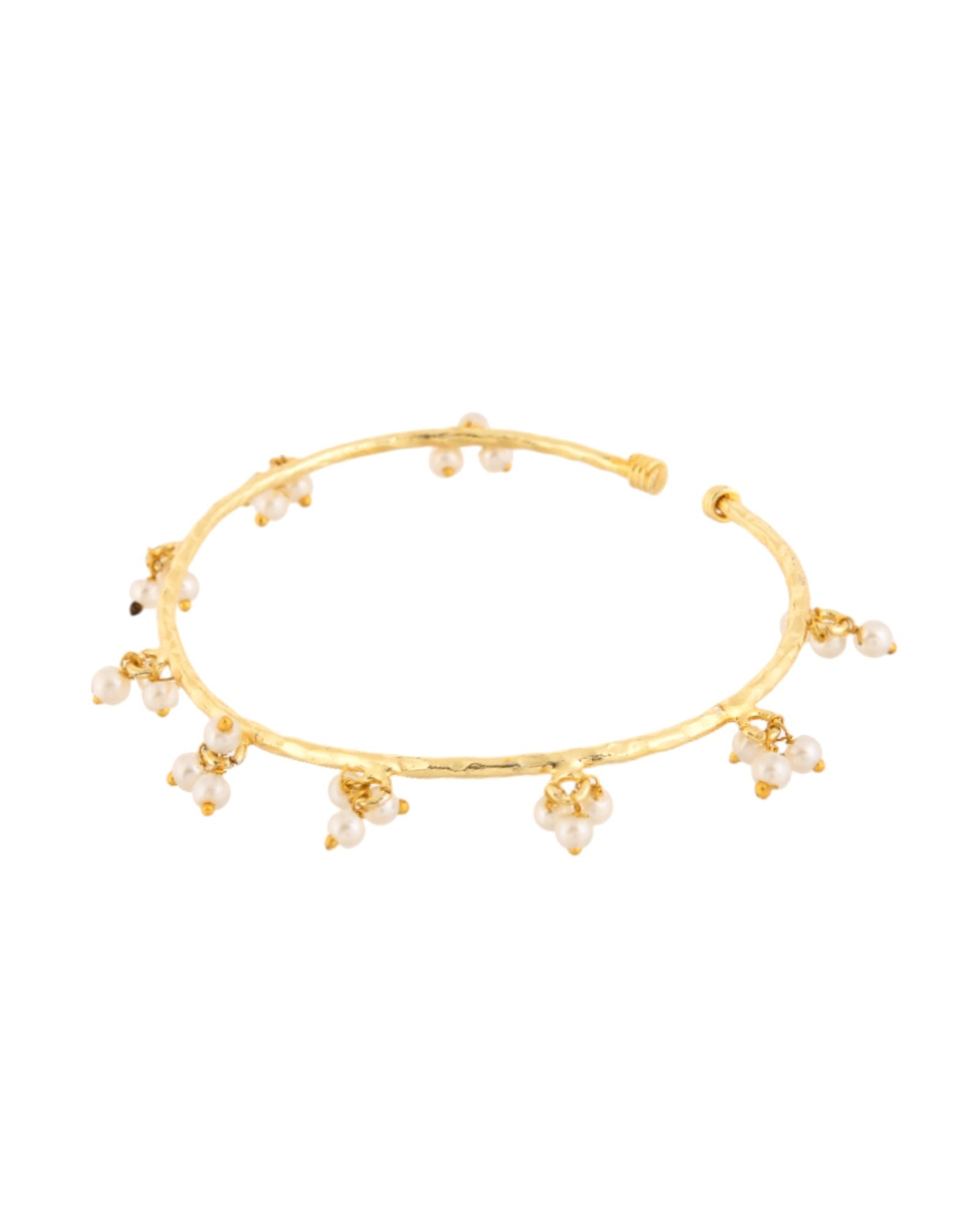 Jewels Nest Gold-Tone Pearl Charm Adjustable Kada Bracelet For Women | Grocsy