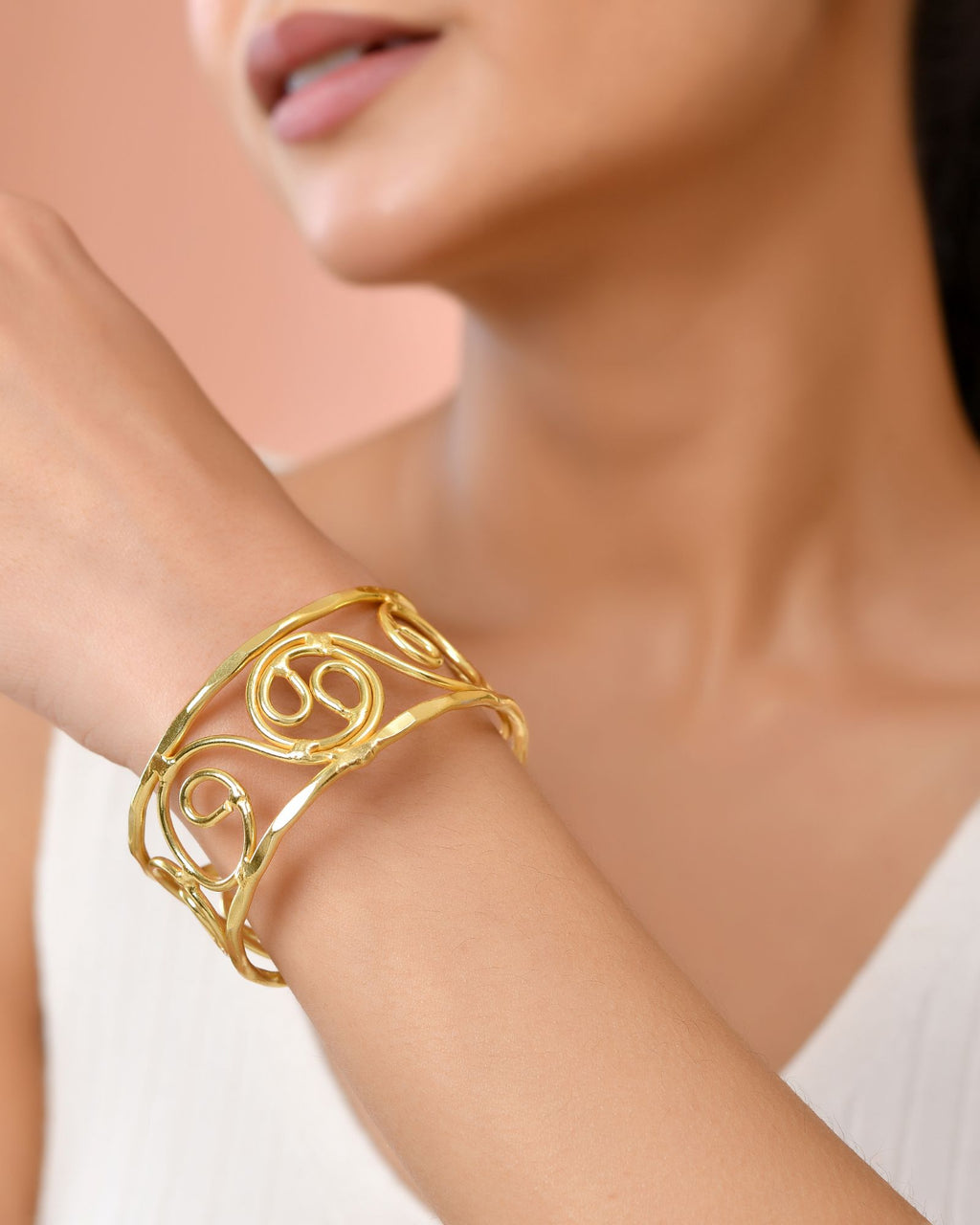 Jewels Nest Gold-Tone Spiral Open Cuff Bracelet For Women | Grocsy