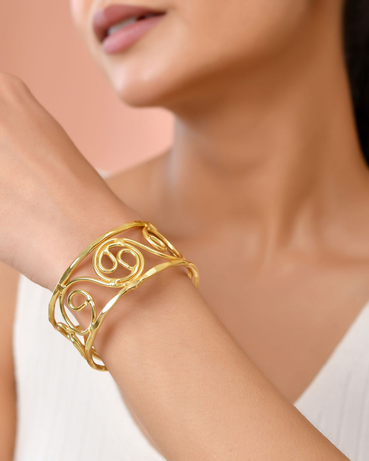 Jewels Nest Gold-Tone Spiral Open Cuff Bracelet For Women | Grocsy