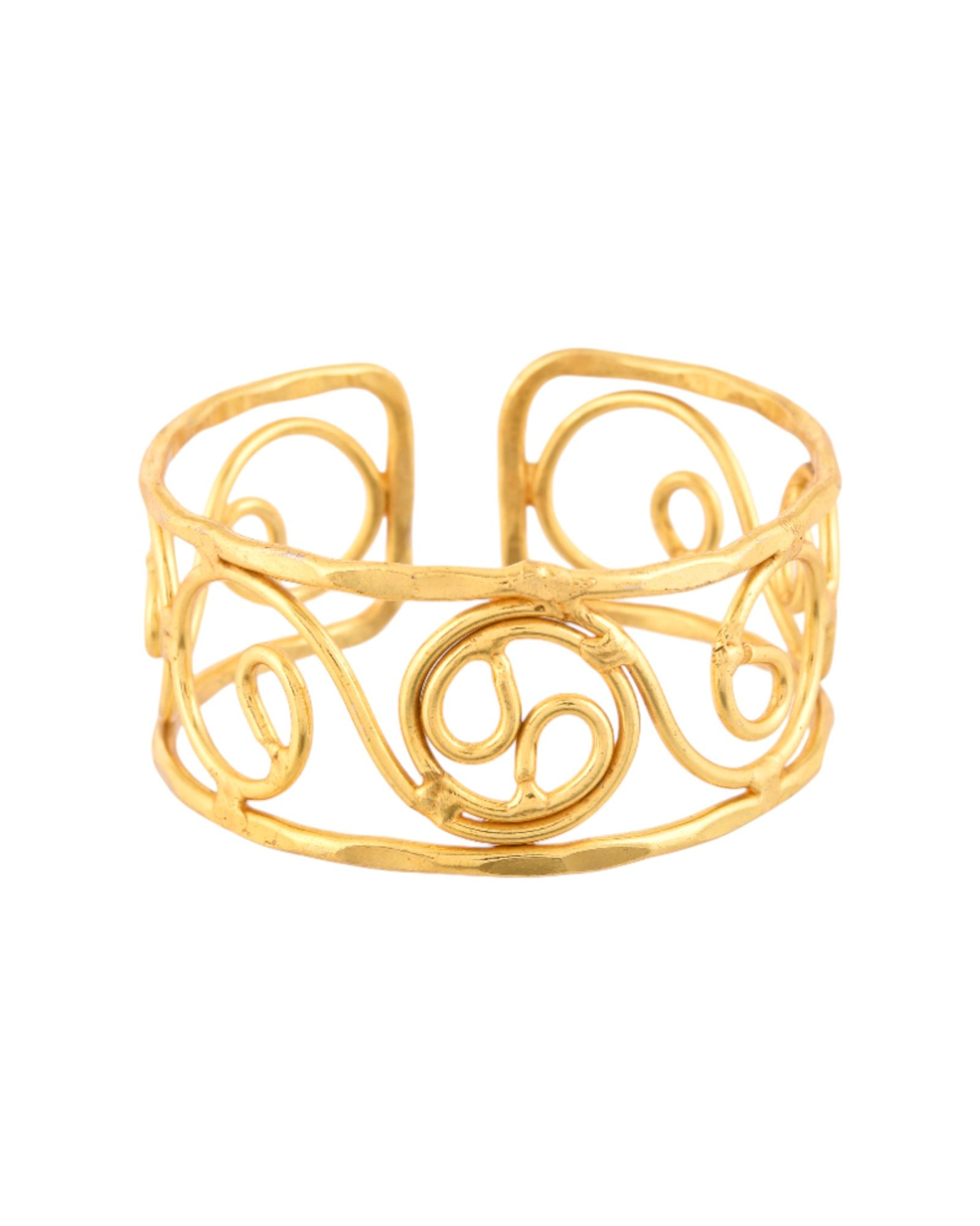 Jewels Nest Gold-Tone Spiral Open Cuff Bracelet For Women | Grocsy