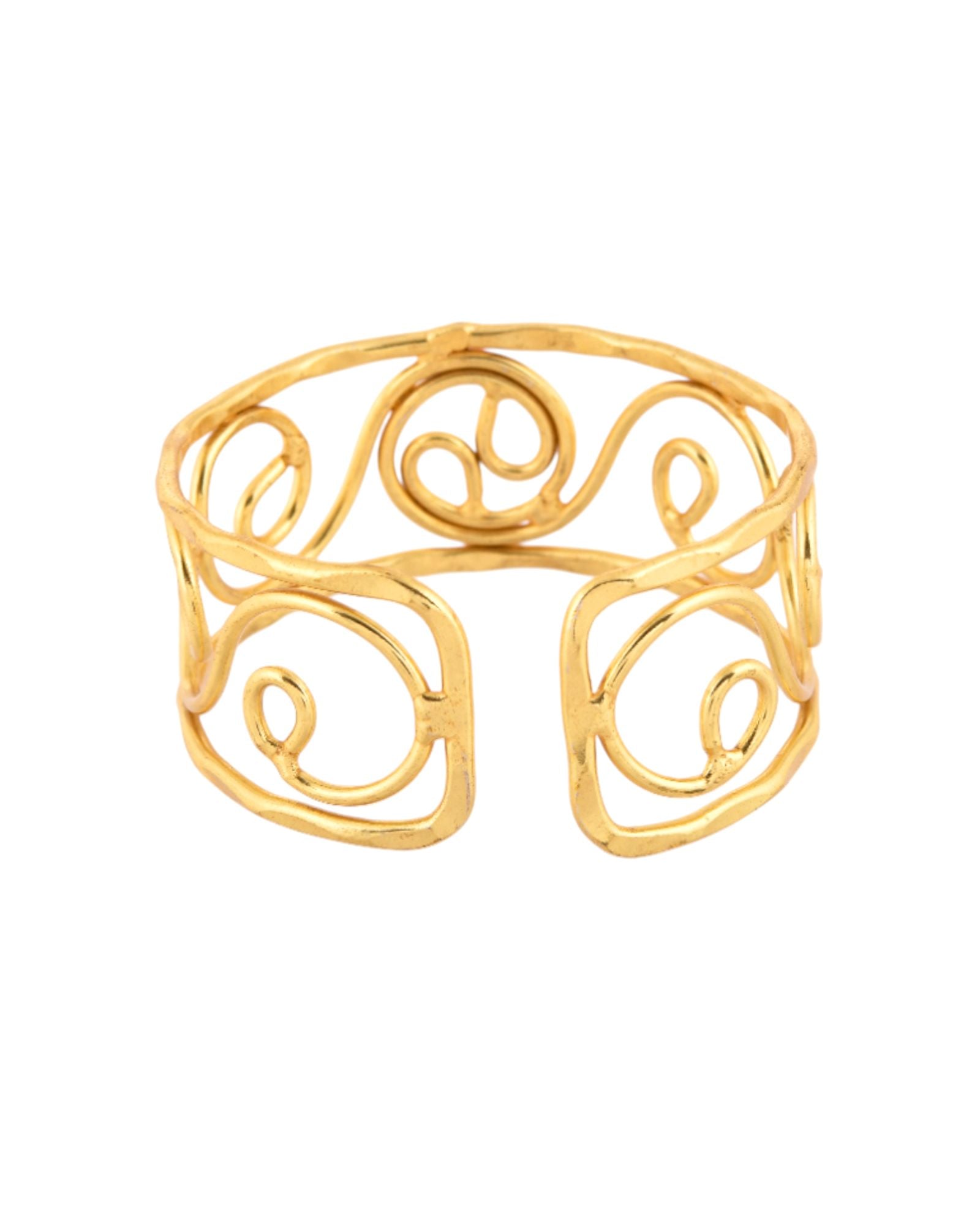 Jewels Nest Gold-Tone Spiral Open Cuff Bracelet For Women | Grocsy