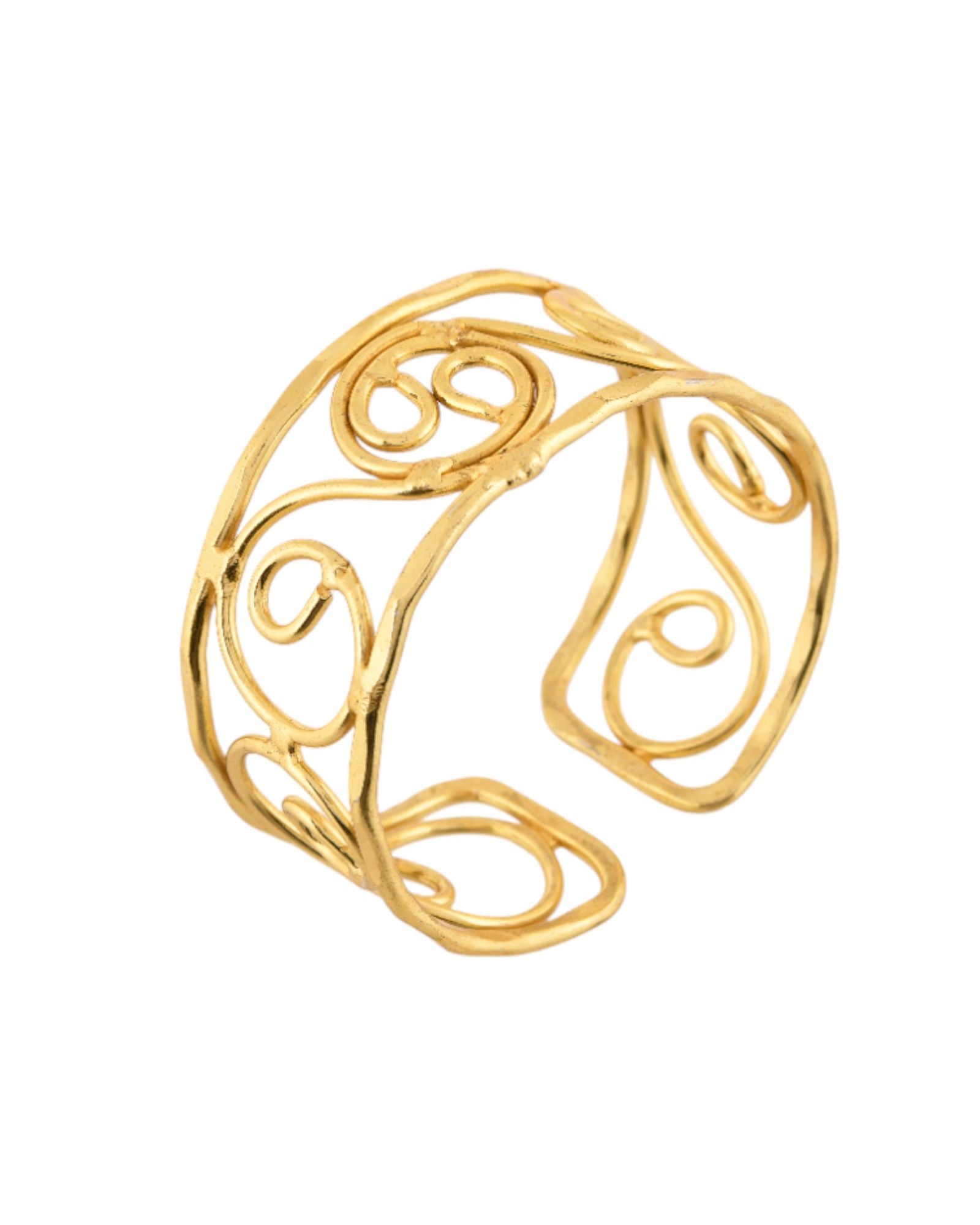 Jewels Nest Gold-Tone Spiral Open Cuff Bracelet For Women | Grocsy