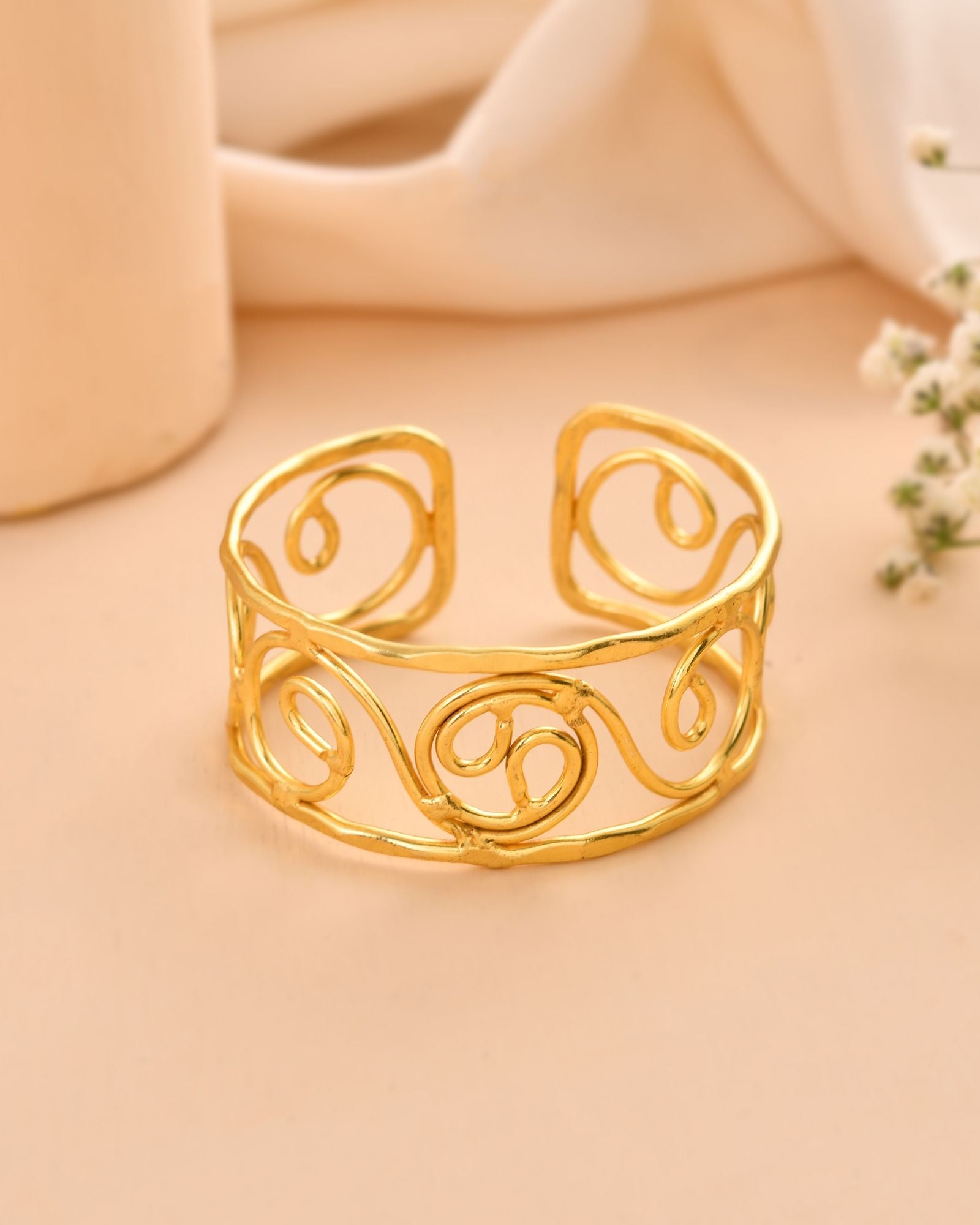 Jewels Nest Gold-Tone Spiral Open Cuff Bracelet For Women | Grocsy