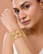 Jewels Nest Gold-Tone Geometric Link Cuff Bracelet For Women | Grocsy