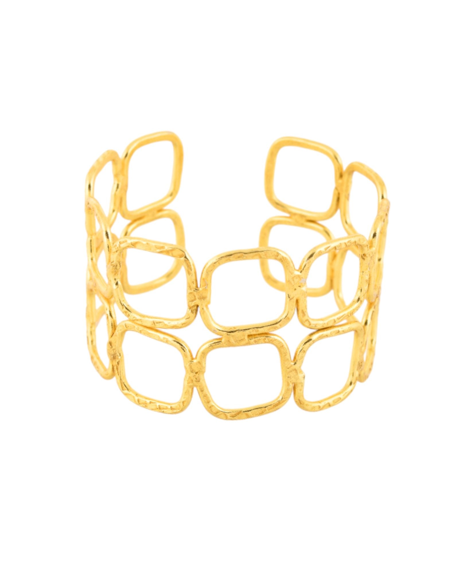 Jewels Nest Gold-Tone Geometric Link Cuff Bracelet For Women | Grocsy