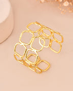 Jewels Nest Gold-Tone Geometric Link Cuff Bracelet For Women | Grocsy