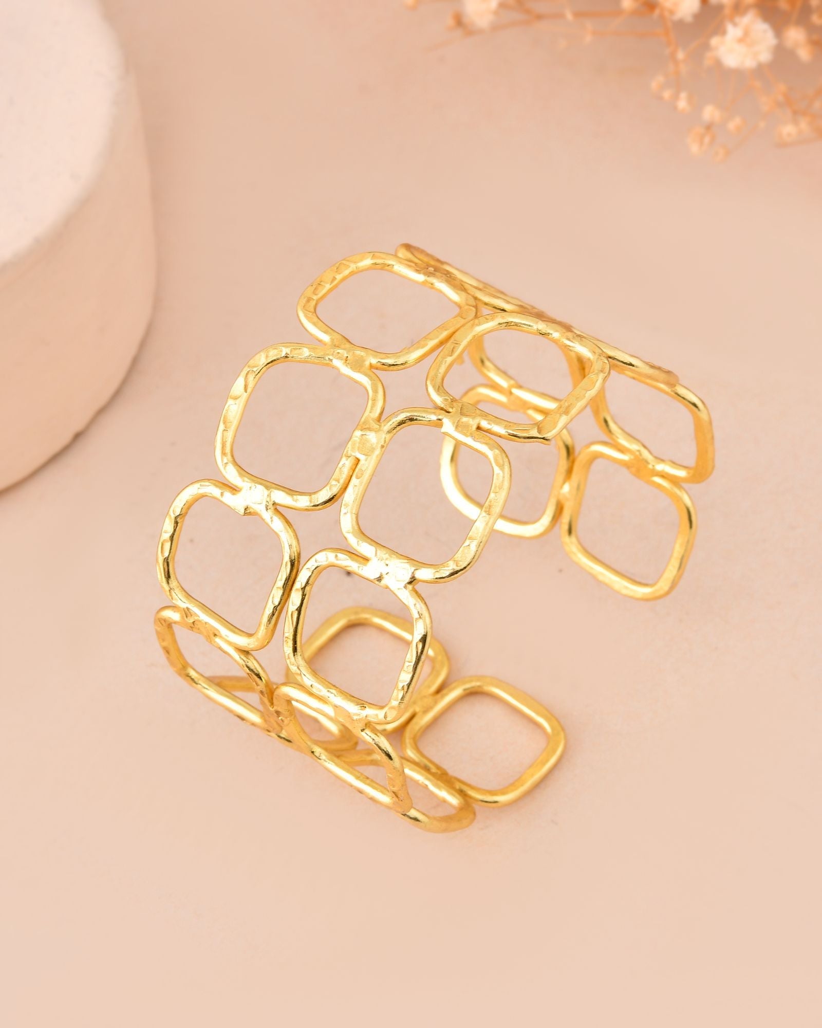 Jewels Nest Gold-Tone Geometric Link Cuff Bracelet For Women | Grocsy