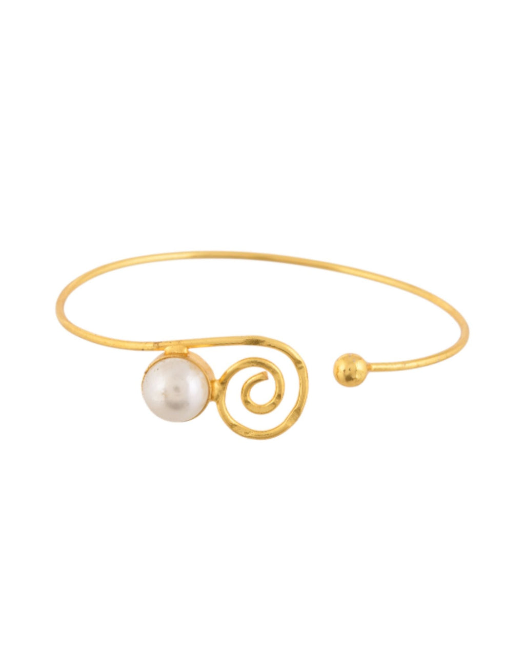 Jewels Nest Gold-Tone Pearl Detail Swirl Cuff Bracelet For Women | Grocsy