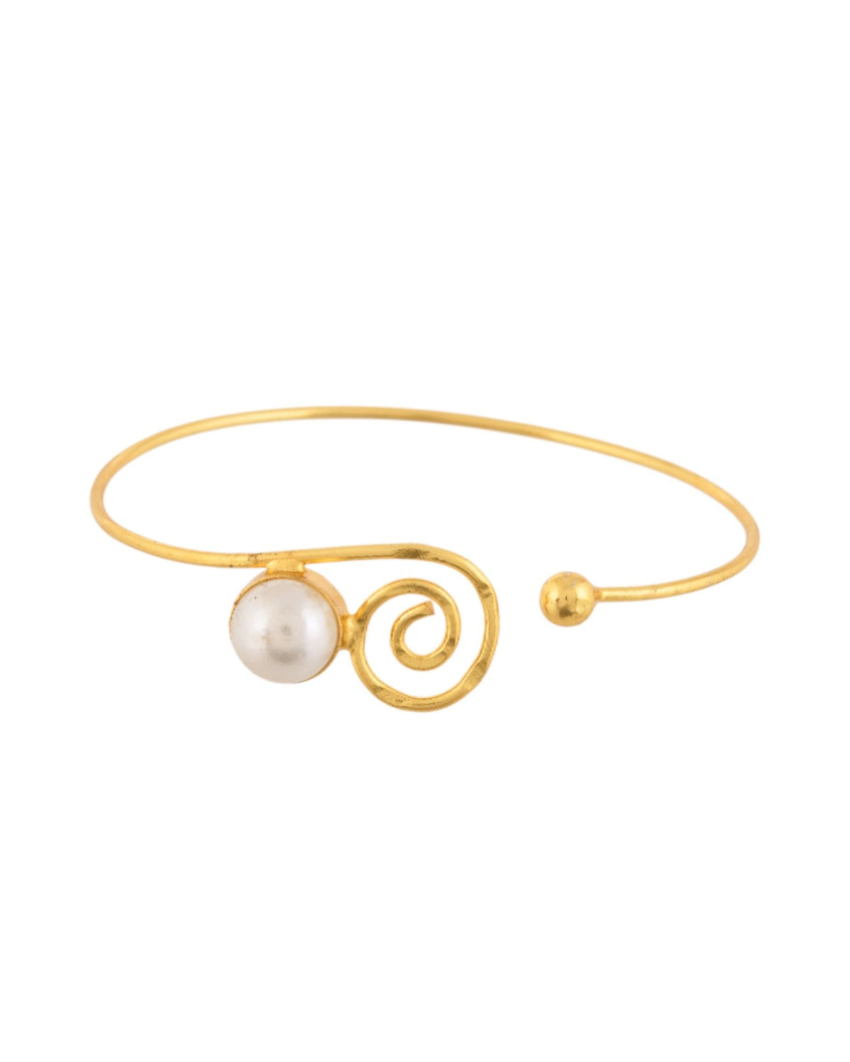 Jewels Nest Gold-Tone Pearl Detail Swirl Cuff Bracelet For Women | Grocsy
