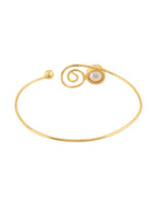 Jewels Nest Gold-Tone Pearl Detail Swirl Cuff Bracelet For Women | Grocsy