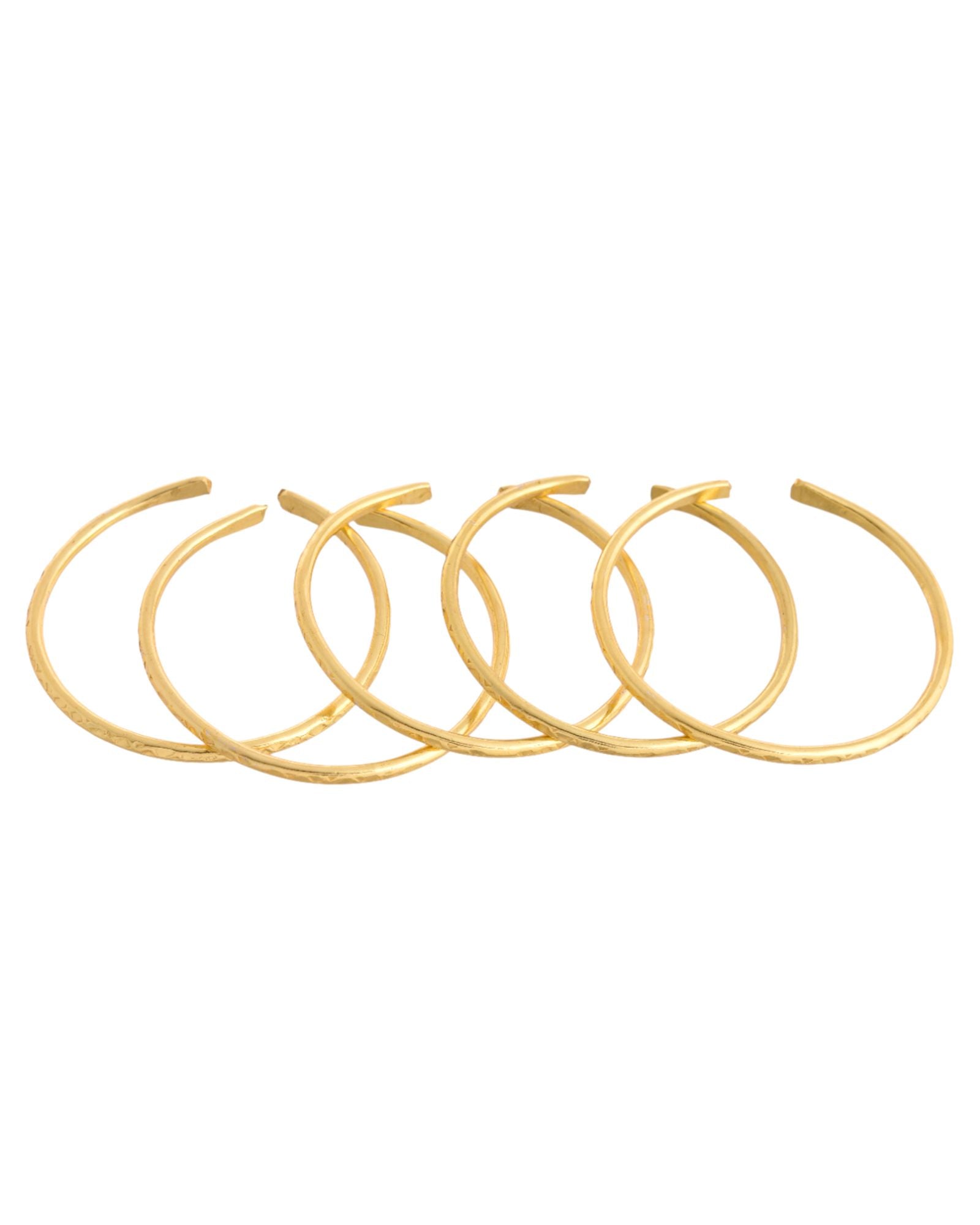 Jewels Nest Gold-Tone Textured Open Cuff Bangles Set For Women (Set Of 6) | Grocsy