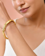 Jewels Nest Gold-Tone Textured Open Cuff Bracelet For Women | Grocsy