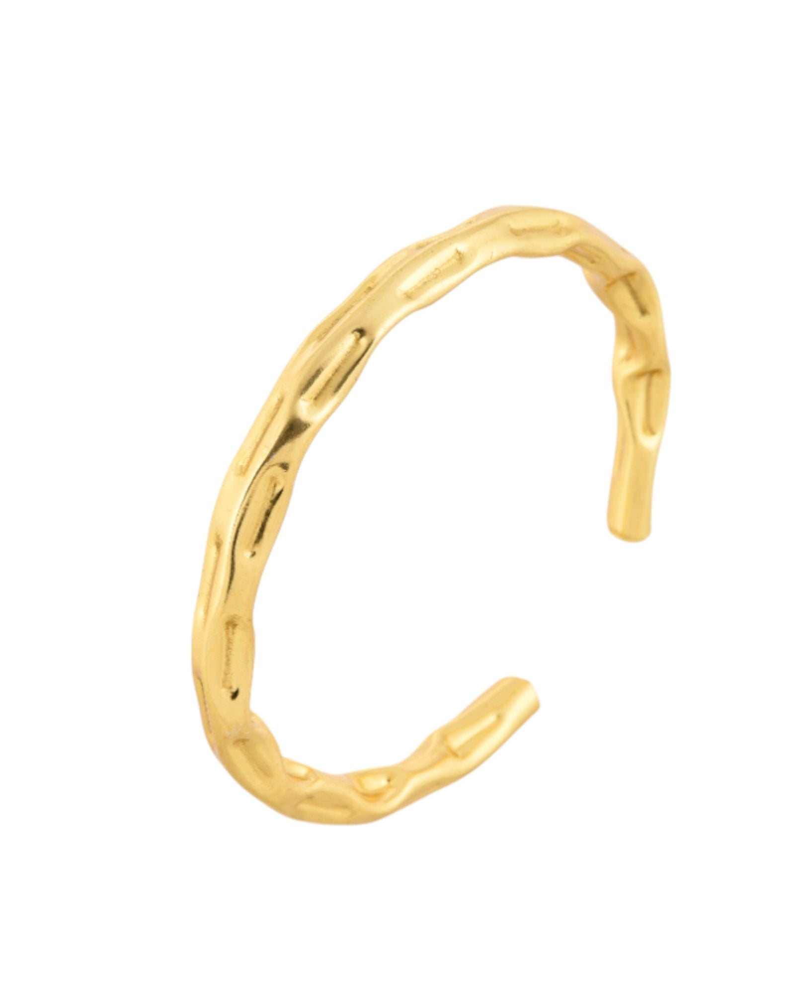 Jewels Nest Gold-Tone Textured Open Cuff Bracelet For Women | Grocsy