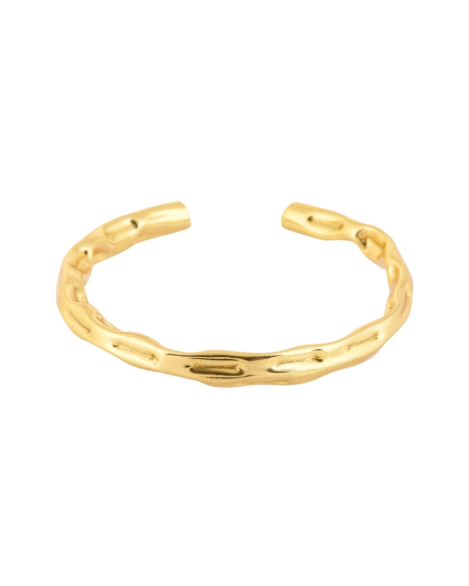 Jewels Nest Gold-Tone Textured Open Cuff Bracelet For Women | Grocsy