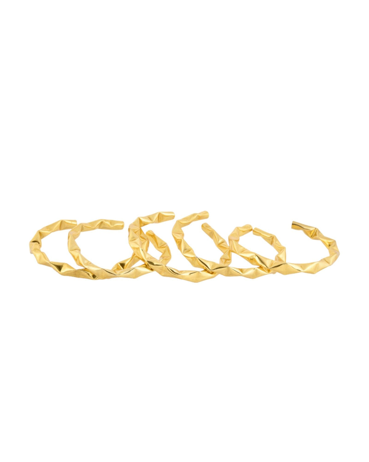Jewels Nest Gold-Tone Crinkle Textured Open Bangles Set For Women | Grocsy