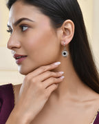 Jewels Nest Stainless Steel Evil Eye Sunburst Dangle Earrings with Crystal Embellishments