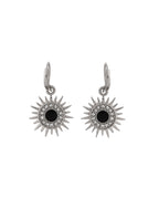 Jewels Nest Stainless Steel Evil Eye Sunburst Dangle Earrings with Crystal Embellishments
