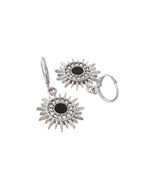 Jewels Nest Stainless Steel Evil Eye Sunburst Dangle Earrings with Crystal Embellishments