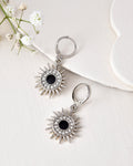 Jewels Nest Stainless Steel Evil Eye Sunburst Dangle Earrings with Crystal Embellishments