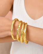 Jewels Nest Gold-Tone Organic Textured Open Bangles Set For Women | Grocsy