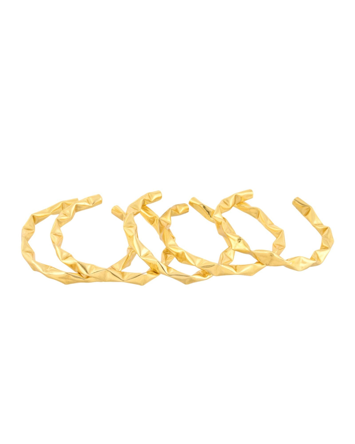 Jewels Nest Gold-Tone Organic Textured Open Bangles Set For Women | Grocsy