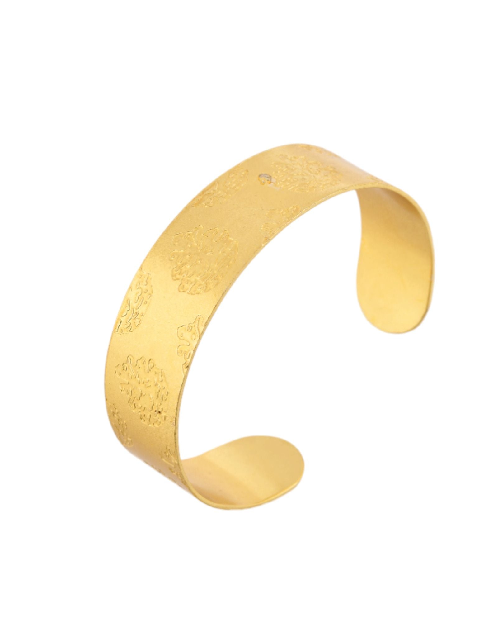 Jewels Nest Gold-Tone Engraved Wide Cuff Bangle For Women | Grocsy