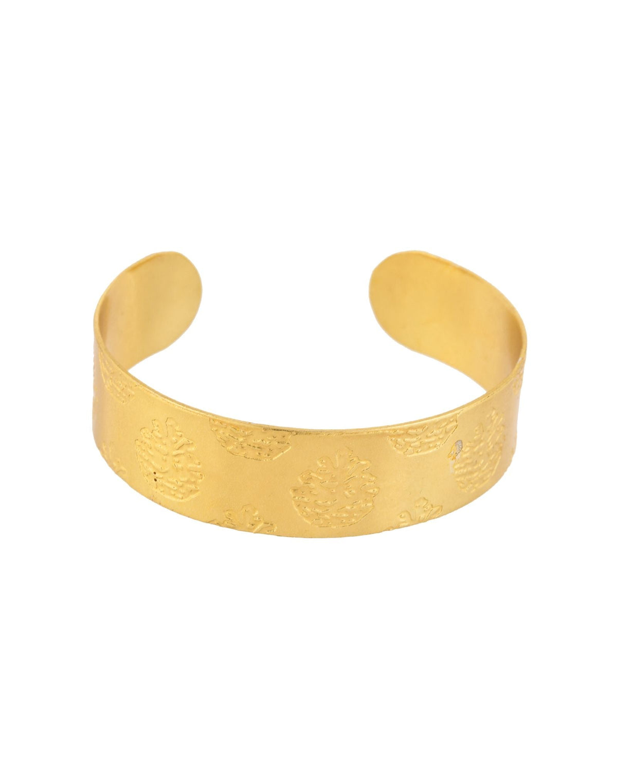Jewels Nest Gold-Tone Engraved Wide Cuff Bangle For Women | Grocsy