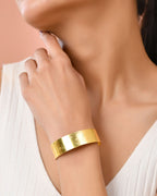 Jewels Nest Gold-Tone Anti- Tarnish Floral Engraved Wide Cuff Bangle For Women | Grocsy