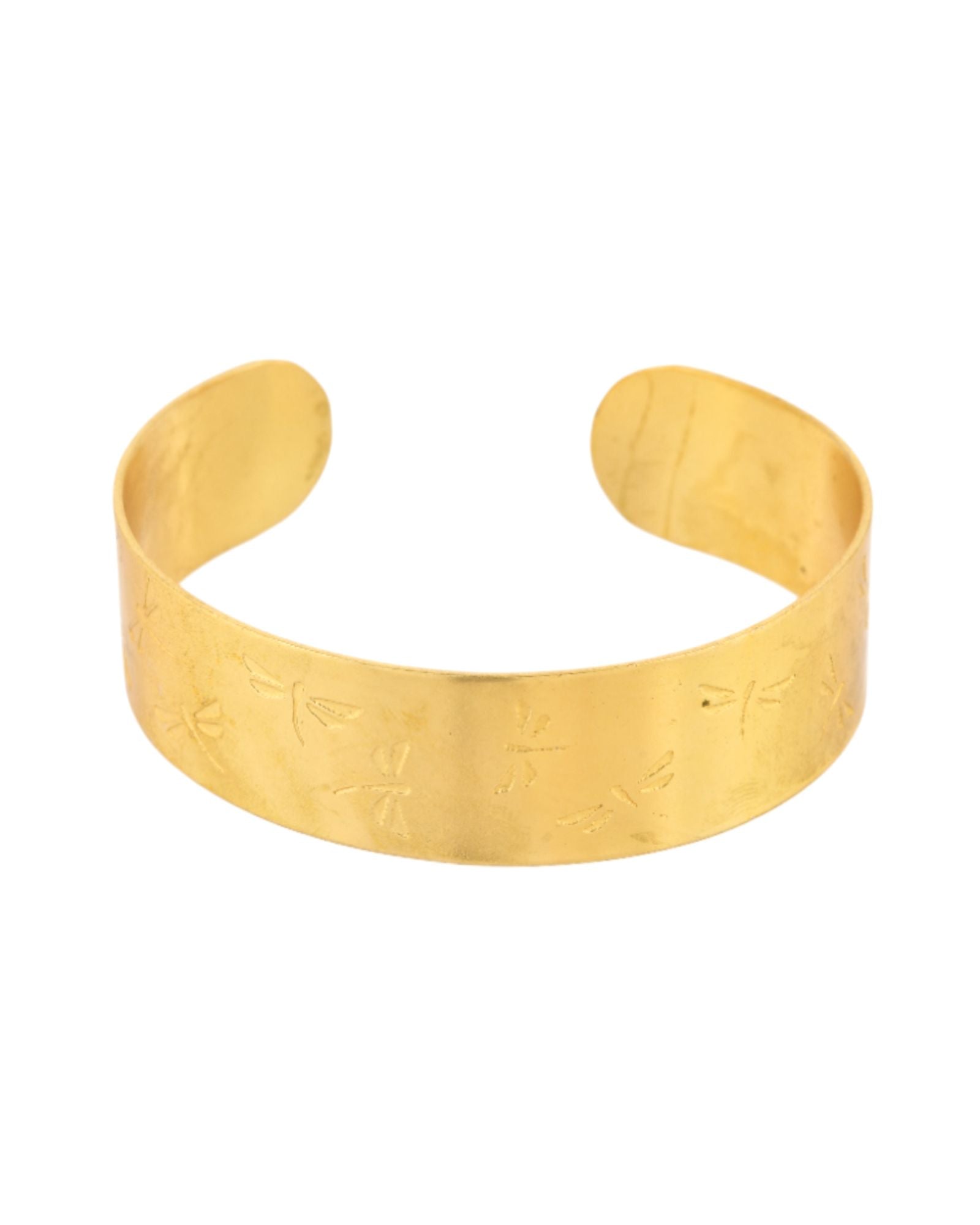 Jewels Nest Gold-Tone Anti- Tarnish Floral Engraved Wide Cuff Bangle For Women | Grocsy