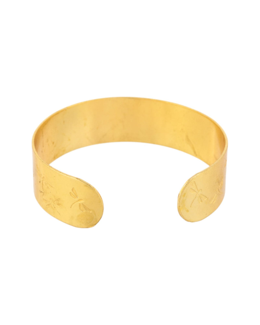 Jewels Nest Gold-Tone Anti- Tarnish Floral Engraved Wide Cuff Bangle For Women | Grocsy