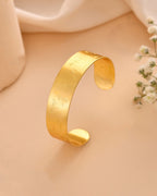 Jewels Nest Gold-Tone Anti- Tarnish Floral Engraved Wide Cuff Bangle For Women | Grocsy
