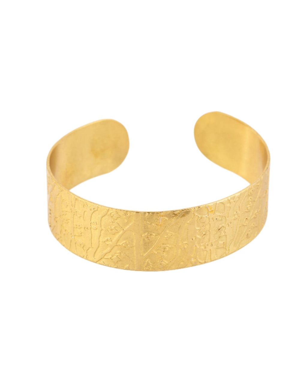 Jewels Nest Gold-Tone Anti- Tarnish Textured Wide Cuff Bangle For Women | Grocsy