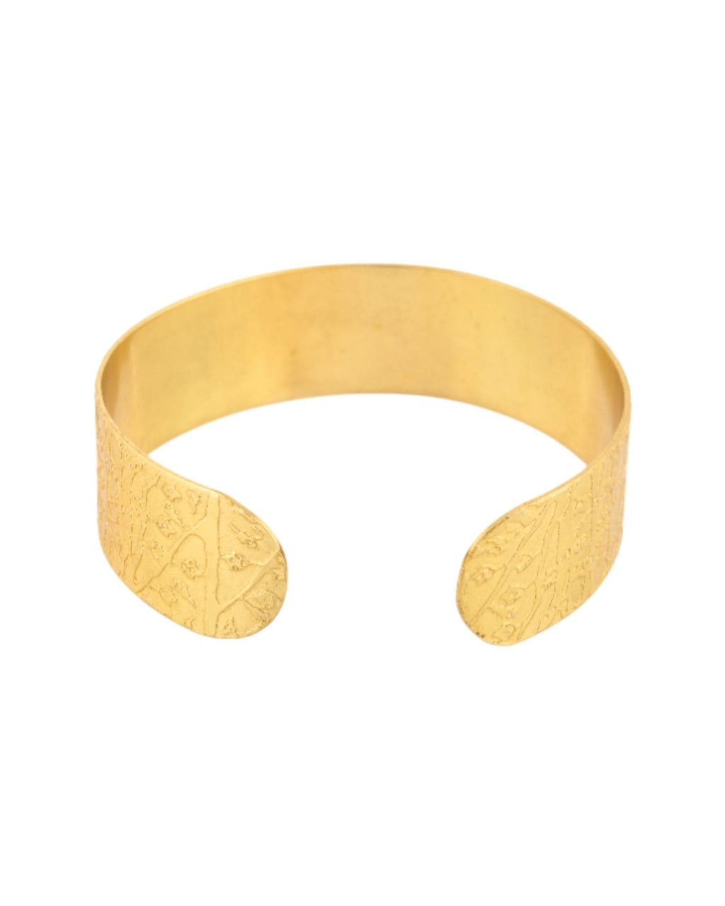 Jewels Nest Gold-Tone Anti- Tarnish Textured Wide Cuff Bangle For Women | Grocsy