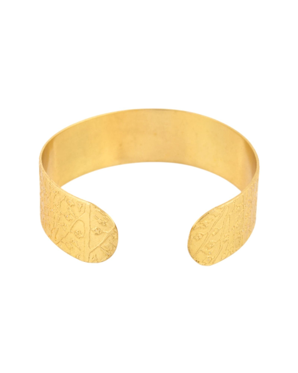 Jewels Nest Gold-Tone Anti- Tarnish Textured Wide Cuff Bangle For Women | Grocsy