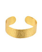 Jewels Nest Gold-Tone Anti- Tarnish Leaf Textured Wide Cuff Bangle For Women | Grocsy