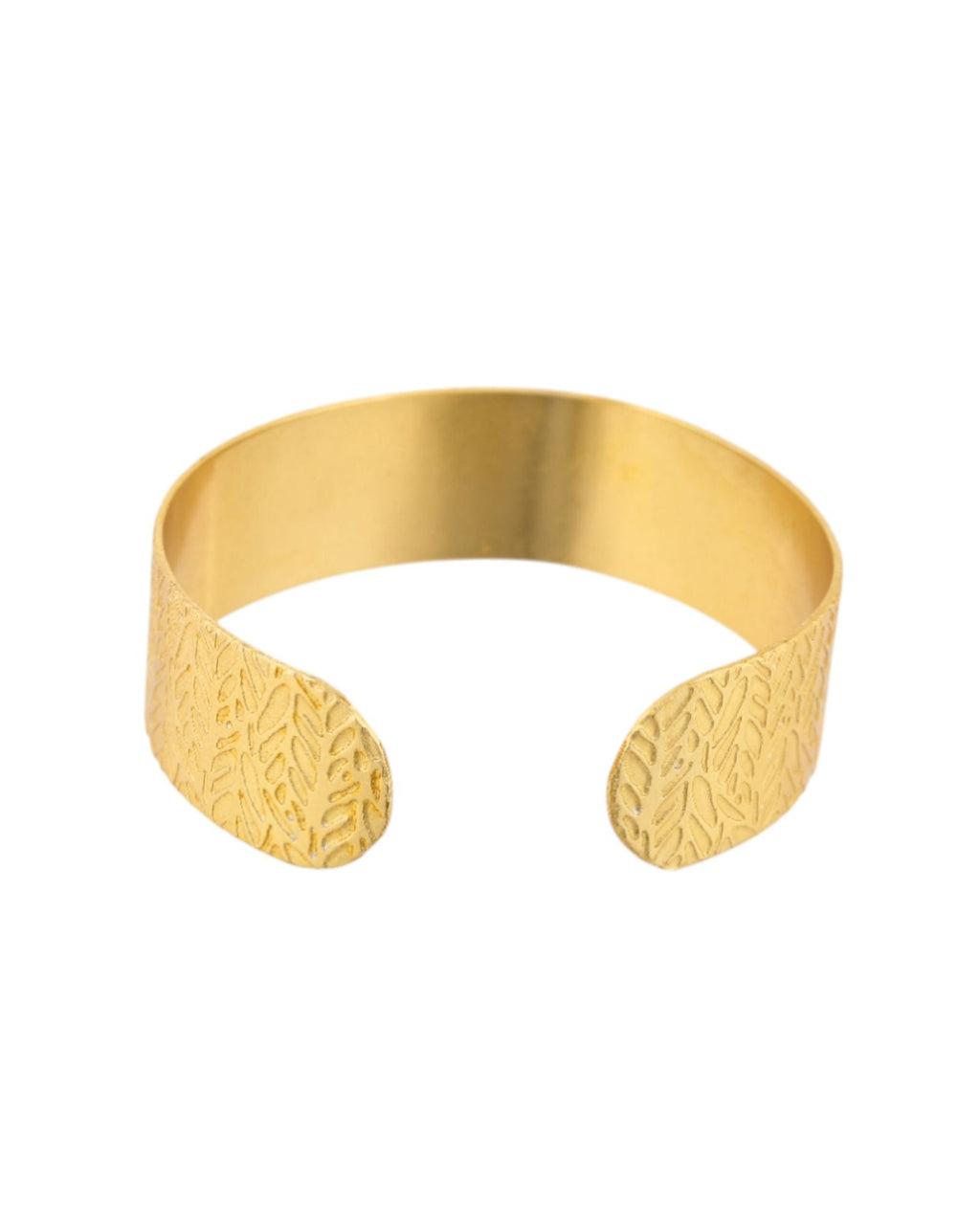 Jewels Nest Gold-Tone Anti- Tarnish Leaf Textured Wide Cuff Bangle For Women | Grocsy