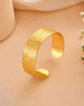 Jewels Nest Gold-Tone Anti- Tarnish Leaf Textured Wide Cuff Bangle For Women | Grocsy