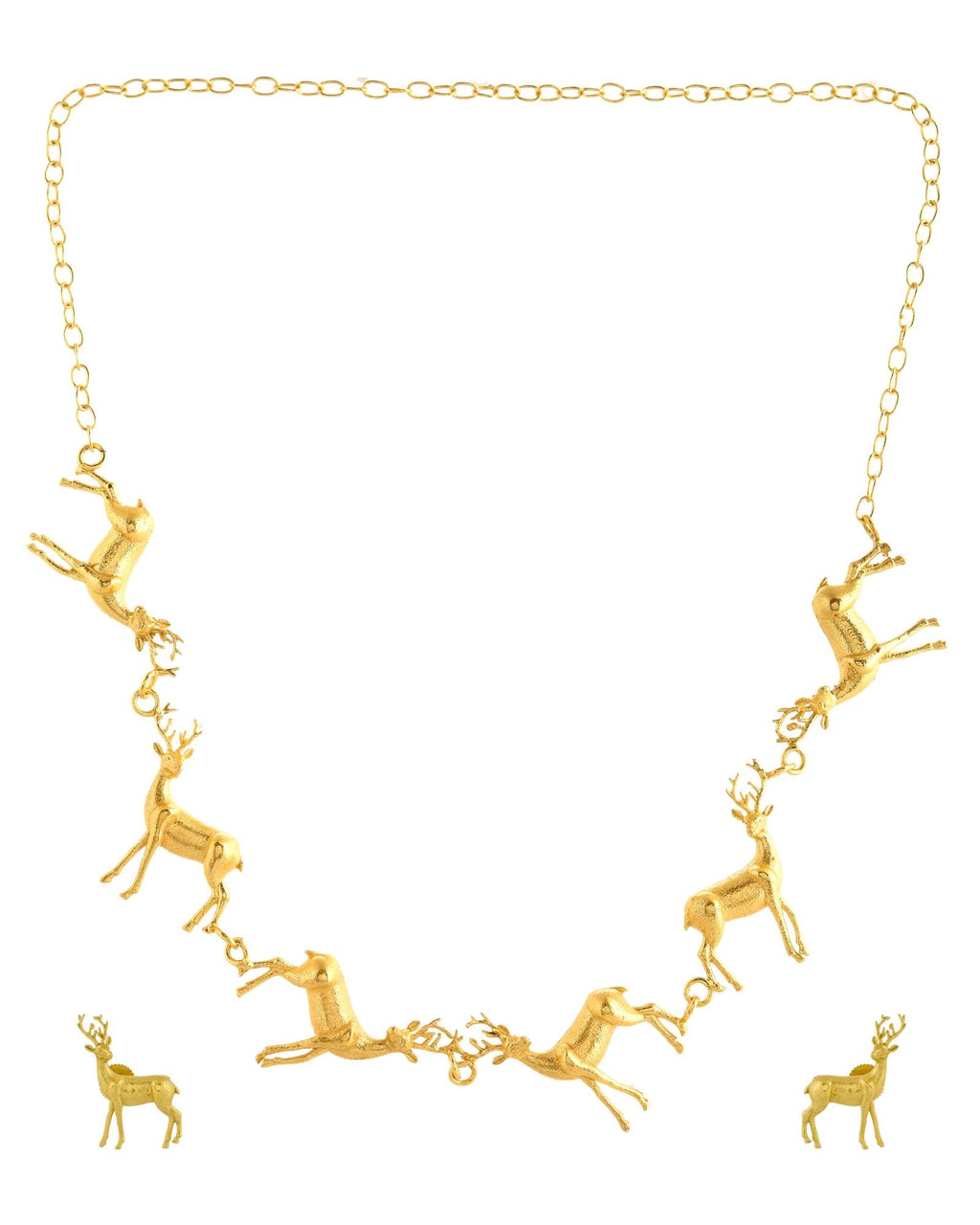 Jewels Nest Gold-Tone Deer Motif Necklace & Stud Earrings Jewellery Set For Women | Grocsy